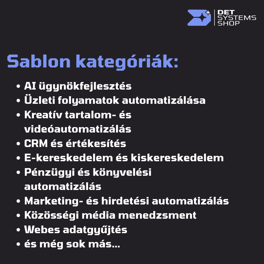 AI agent funkciókat tartalmazó n8n workflow sablon vállalati automatizációhoz.