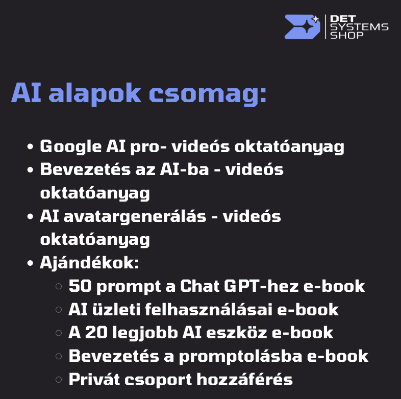 AI alapok csomag – mesterséges intelligencia kezdőknek